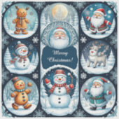 Kleurrijke kerstkaart sticker (Voorkant)