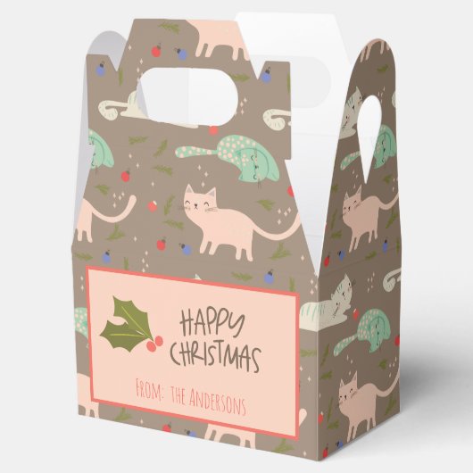 Kleurrijke kerstkatten bedankdoosjes (Geopend)