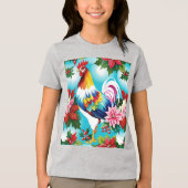 Kleurrijke kerstkip en poinsettia's Tri-Blend shirt (Voorkant)