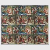 Kleurrijke  kerstkledij cadeaupapier (Vlak)