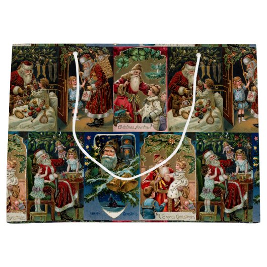 Kleurrijke  kerstkledij groot cadeauzakje (Voorkant)