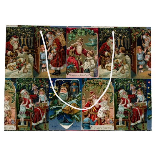 Kleurrijke  kerstkledij groot cadeauzakje (Achterkant)