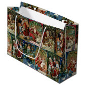 Kleurrijke  kerstkledij groot cadeauzakje (Voorkant Gekanteld)