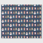 Kleurrijke kerstkleppen en tekenfilms cadeaupapier (Vlak)