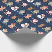 Kleurrijke kerstkleppen en tekenfilms cadeaupapier (Hoek)