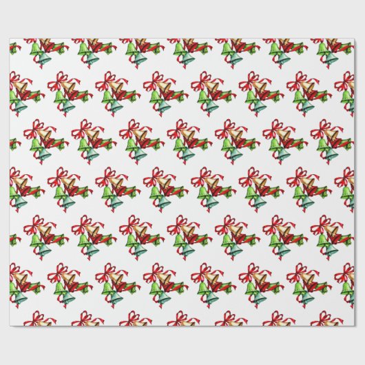 Kleurrijke kerstklokken Retro kerstcadeau Cadeaupapier (Vlak)