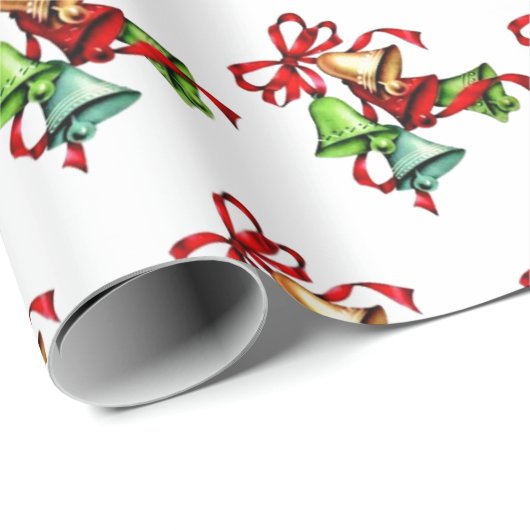 Kleurrijke kerstklokken Retro kerstcadeau Cadeaupapier (Rol Hoek)