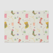 Kleurrijke kerstkousen en Cadeaus Tissuepapier (Voorkant)