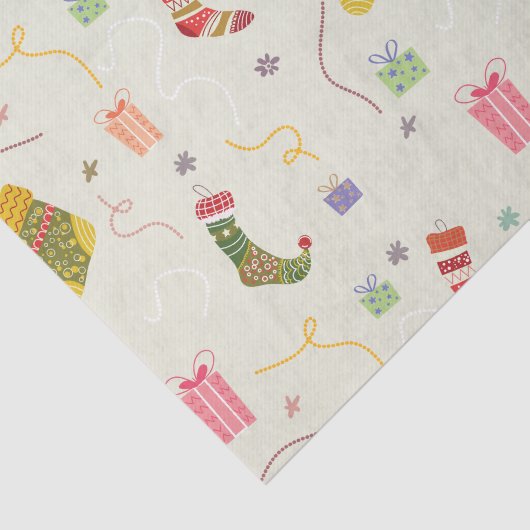 Kleurrijke kerstkousen en Cadeaus Tissuepapier (Detail)