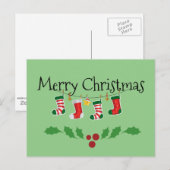 Kleurrijke kerstkousen—Vrolijk kerstfeest Briefkaart (Voorkant / Achterkant)