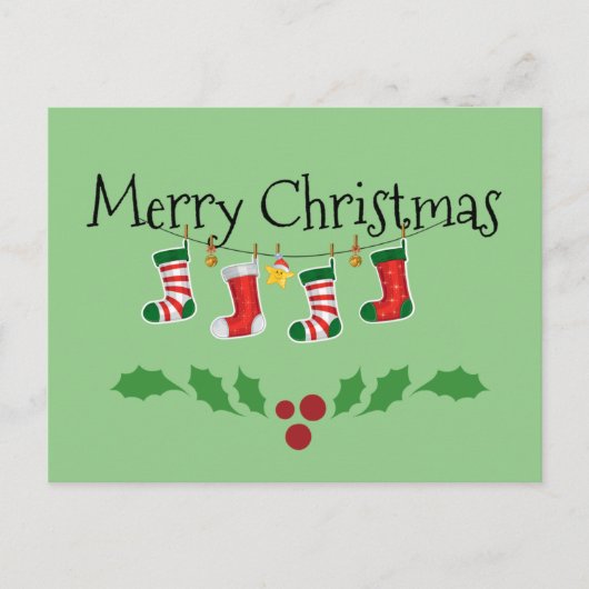 Kleurrijke kerstkousen—Vrolijk kerstfeest Briefkaart (Voorkant)