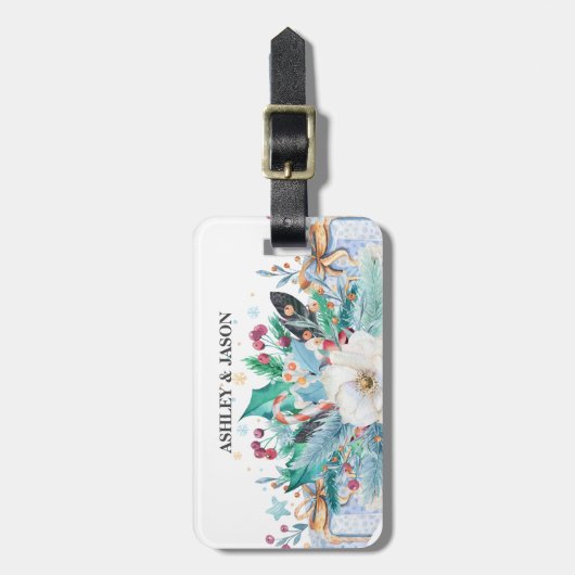 Kleurrijke Kerstkrans Bagagelabel (Voorkant verticaal)