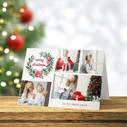 Kleurrijke Kerstkrans Fotocollage Feestdagen Kaart