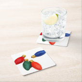 Kleurrijke kerstlampen kartonnen onderzetters (Insitu)