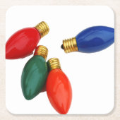 Kleurrijke kerstlampen kartonnen onderzetters (Voorkant)