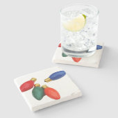 Kleurrijke kerstlampen stenen onderzetter (Zijkant)