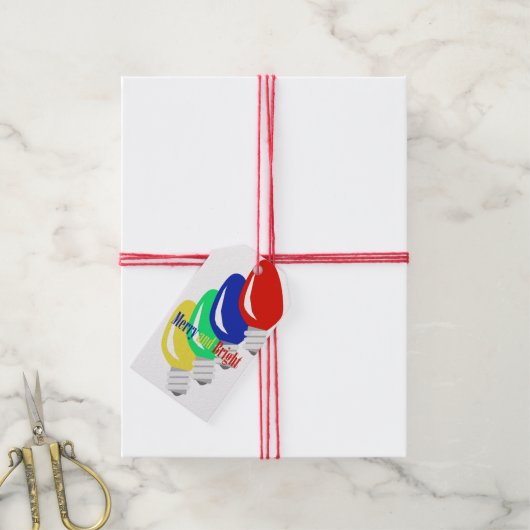 Kleurrijke kerstlampjes Gift Labels Cadeaulabel (Met Touw)