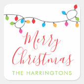 Kleurrijke kerstlampjes Gift Sticker (Voorkant)