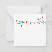 Kleurrijke kerstlampjes met cadeautjes notitiekaartje (Achterkant)