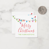 Kleurrijke kerstlampjes met cadeautjes notitiekaartje (Voorkant / Achterkant in situ)
