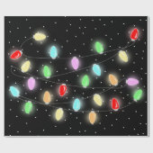 Kleurrijke kerstlichten cadeaupapier (Vlak)