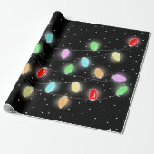 Kleurrijke kerstlichten cadeaupapier (Uitgerold)