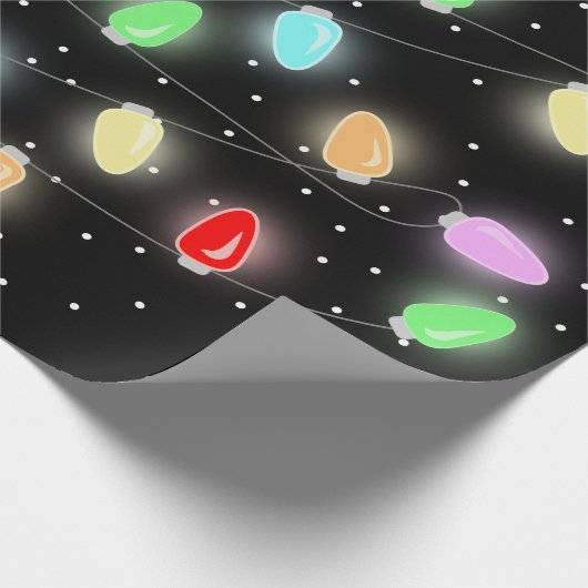 Kleurrijke kerstlichten cadeaupapier (Hoek)