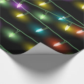 Kleurrijke kerstlichten cadeaupapier (Hoek)