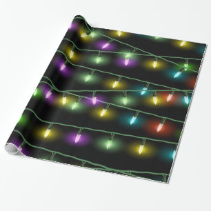 Kleurrijke kerstlichten cadeaupapier