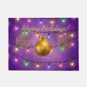 Kleurrijke kerstlichten en gouden Ornamenten Deurmat (Voorkant)