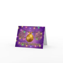 Kleurrijke kerstlichten en gouden Ornamenten