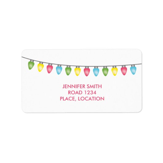 Kleurrijke kerstlichten etiket (Voorkant)