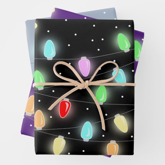 Kleurrijke kerstlichten inpakpapier vel (In situ)