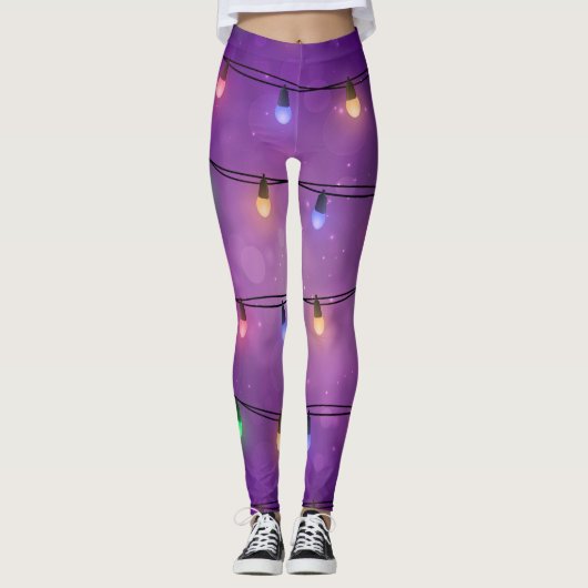 Kleurrijke kerstlichten leggings (Voorkant)