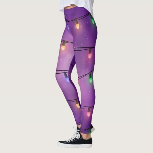 Kleurrijke kerstlichten leggings (Links)