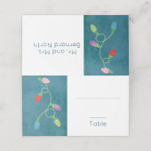 Kleurrijke kerstlichten op blauwe achtergrond plaatskaartje (Buitenkant ongevouwen)