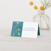 Kleurrijke kerstlichten op blauwe achtergrond plaatskaartje (Achterkant)