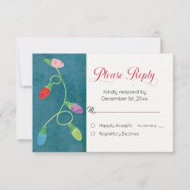 Kleurrijke kerstlichten op blauwe bruiloft