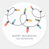 Kleurrijke kerstlichten ronde sticker (Voorkant)
