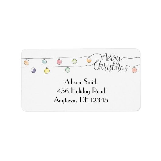 Kleurrijke kerstlichten | Terugkeeradres feestdag Etiket (Voorkant)