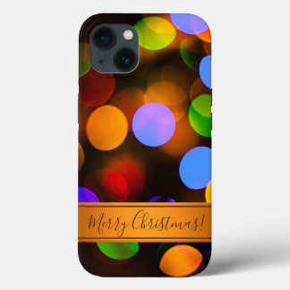 Kleurrijke kerstlichtjes. Tekst sjabloon iPhone 13 Hoesje