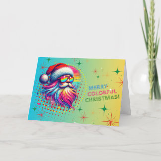 Kleurrijke Kerstman Kerstkaart Feestdagen Kaart