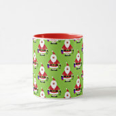 Kleurrijke Kerstman, rode rand, Mok (Midden)