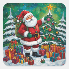 Kleurrijke Kerstman Sticker Charme