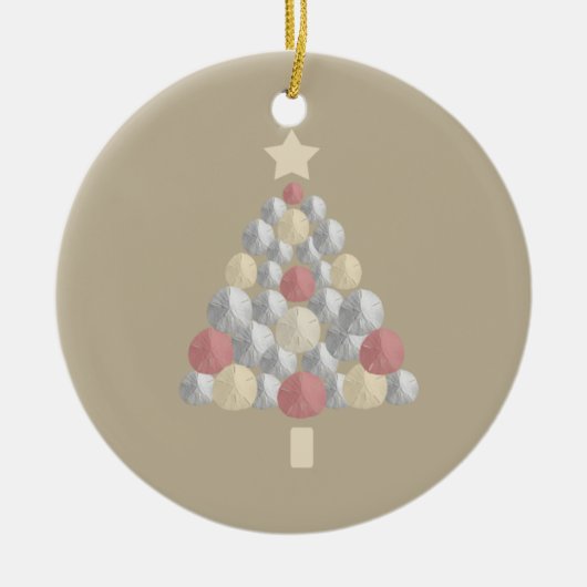 Kleurrijke kerstmanboom (beige) keramisch ornament (Voorkant)