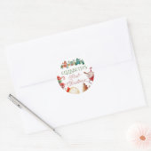 Kleurrijke Kerstmis 1e verjaardag Ronde Sticker (Envelop)