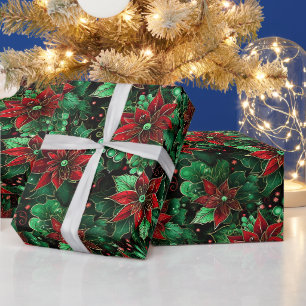 Kleurrijke Kerstmis Abstract Griljige Poinsettia Cadeaupapier
