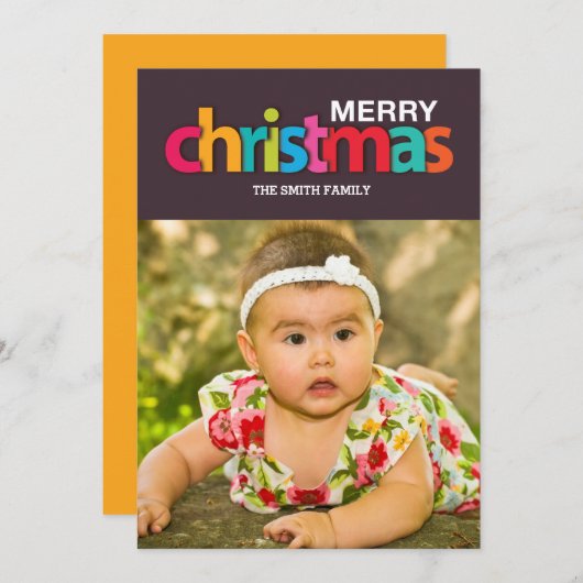 Kleurrijke Kerstmis Feestdagenkaart (Voorkant / Achterkant)