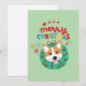 Kleurrijke Kerstmis Husky Hondje Vrolijk Feestdagenkaart (Voorkant / Achterkant)