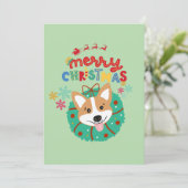 Kleurrijke Kerstmis Husky Hondje Vrolijk Feestdagenkaart (Staand voorkant)